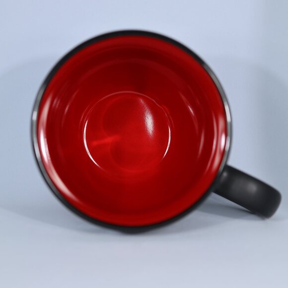 Ceramic Coffee Hot Chocolate Mug Large Letter "H" Monogram 16 OZ Cup Black & Red - Picture 5 of 6